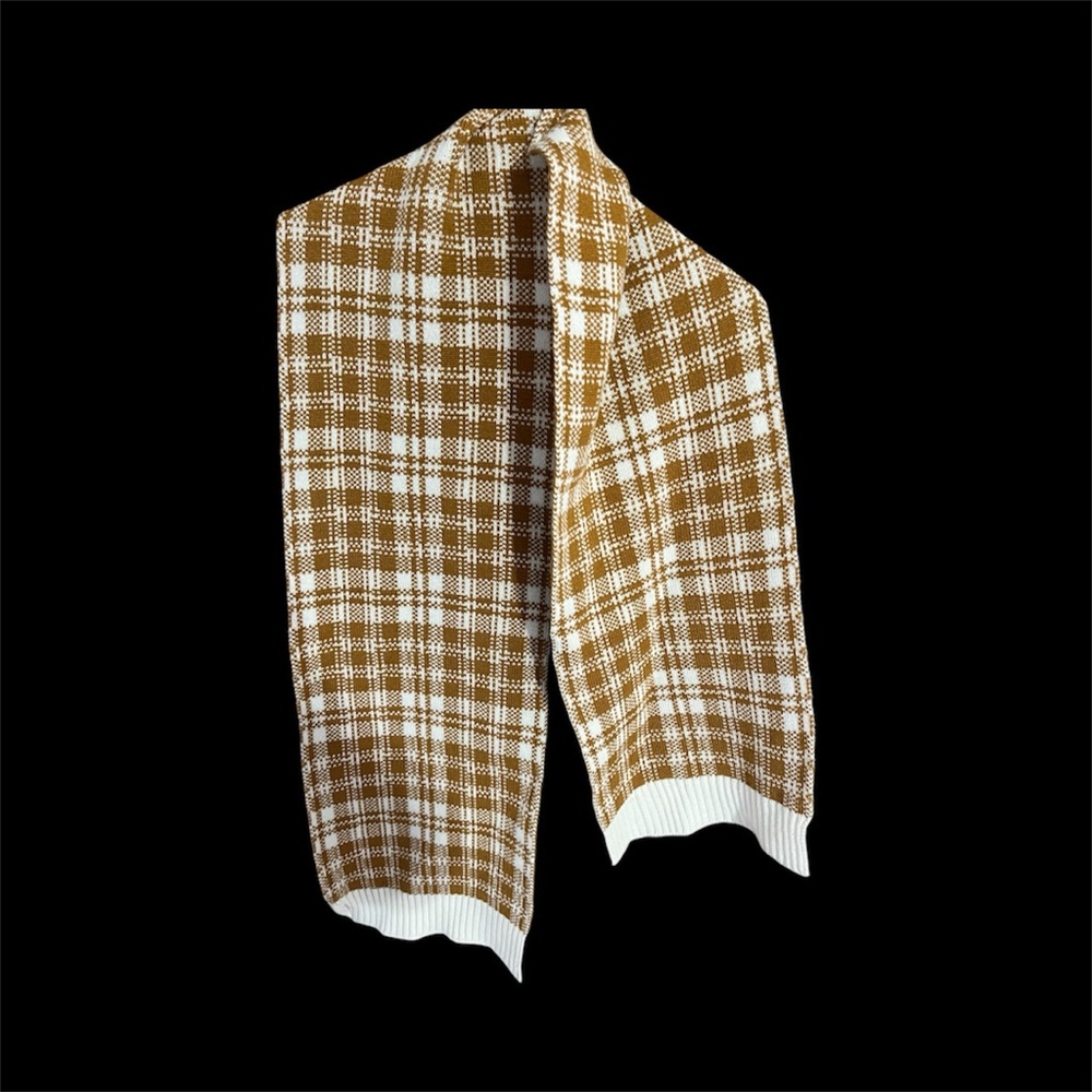 Timberland Brown and White Plaid Scarf